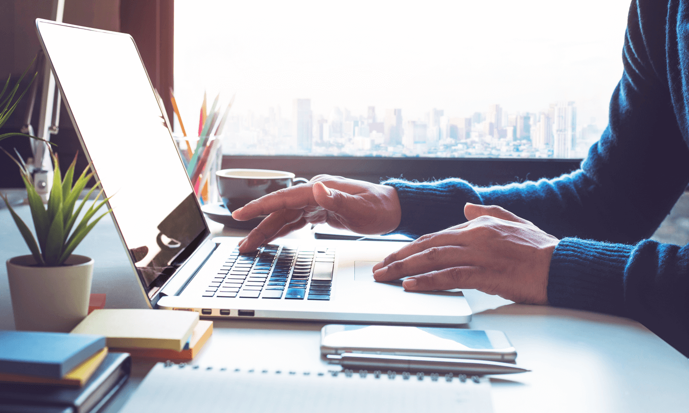 man working on a laptop