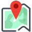 paper map with mark icon