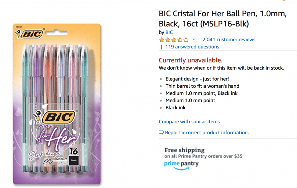 image of BIC for Her pens