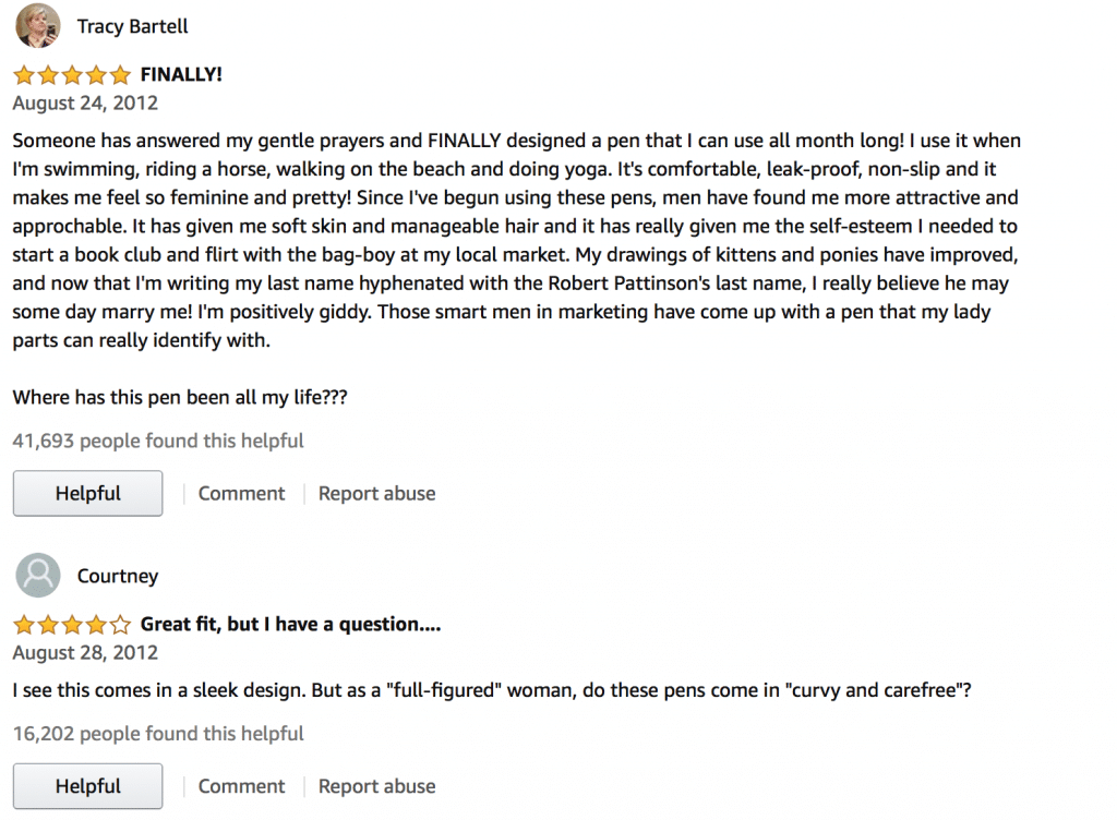 longer Amazon review of BIC pens