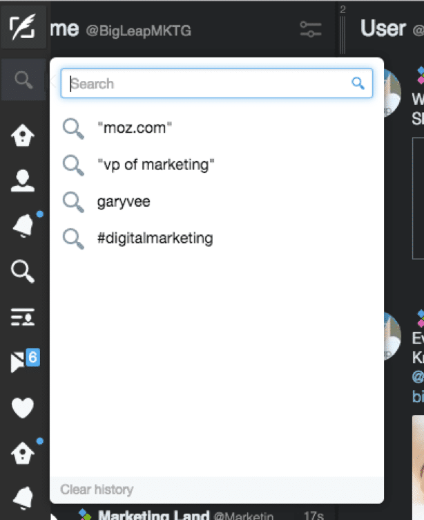 TweetDeck example searches