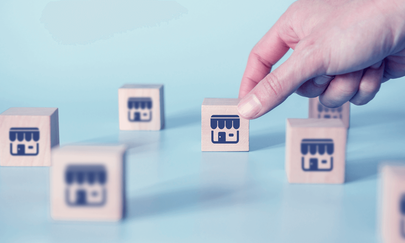 cubes with a shop or store illustration