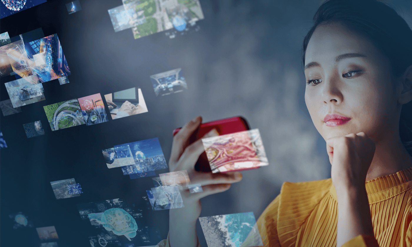 girl watching on a smartphone