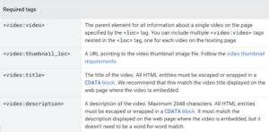 required tags in a video sitemap