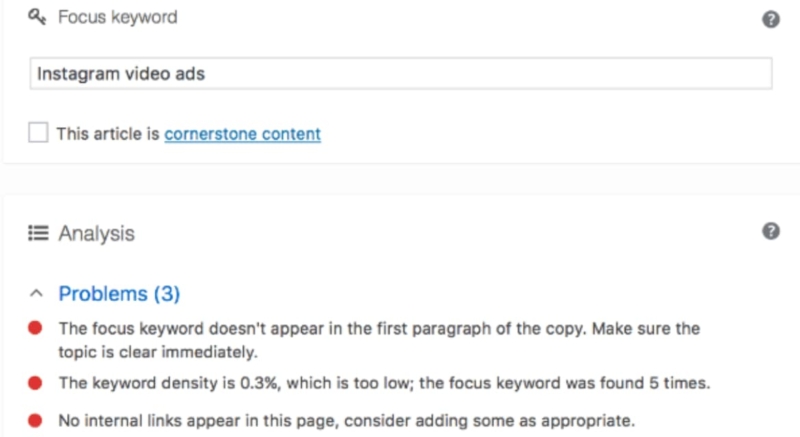 Searching focus keyword