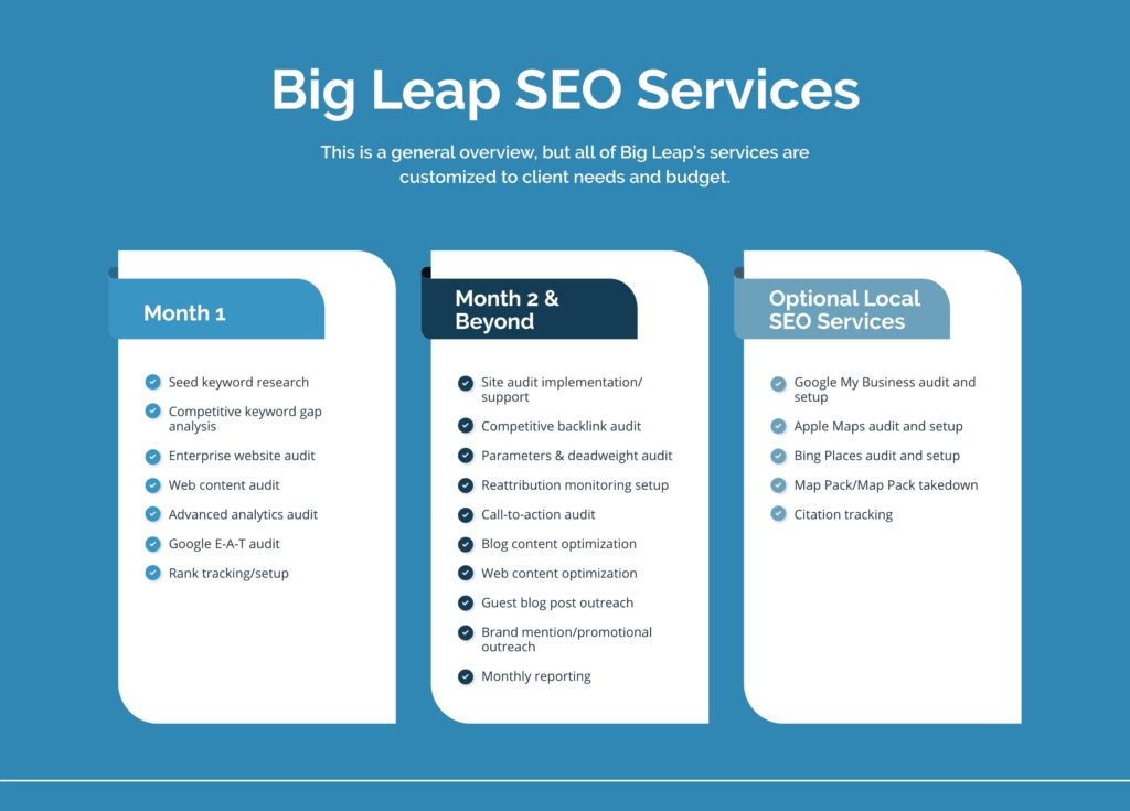 This is a general overview of Big Leap's services